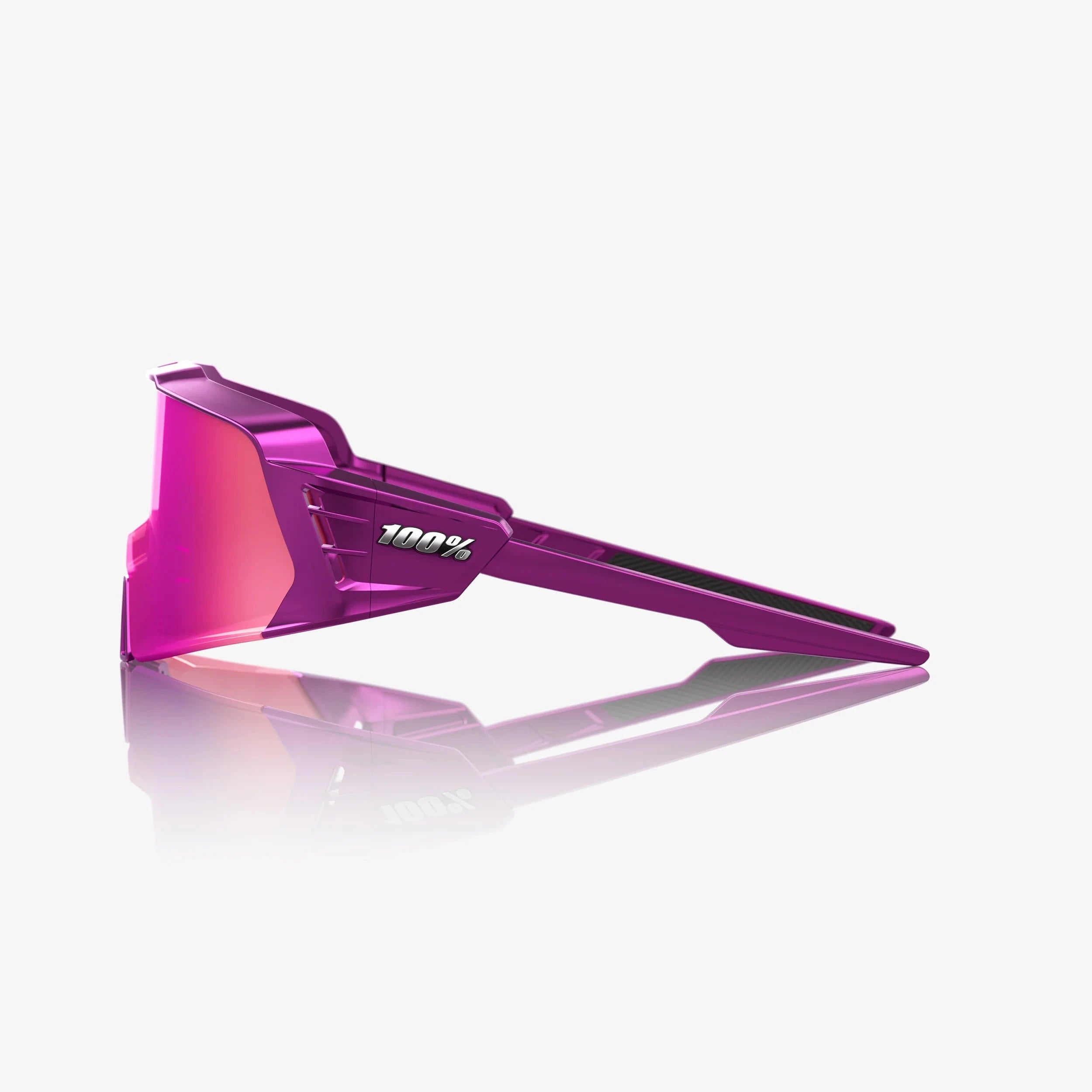 100% Korbin X gloss purple chrome sunglasses with purple multilayer mirror lens for cycling and outdoor performance