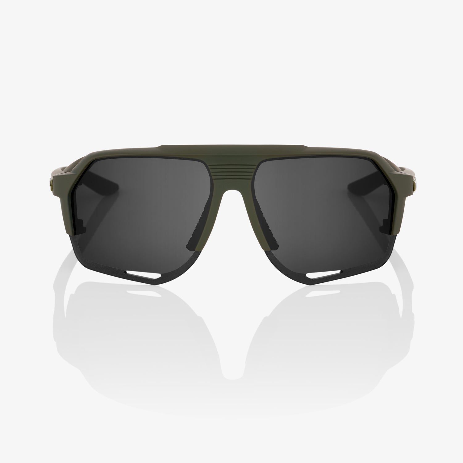 100% Norvik Soft Tact Army Green Sunglasses with Smoke Lens providing UV protection comfort and performance for cyclists