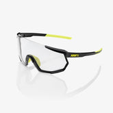 100% Racetrap 3.0 Gloss Black Sunglasses with Photochromic Lens providing adaptive light control UV protection and clear cycling vision