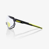 100% Racetrap 3.0 Gloss Black Sunglasses with Photochromic Lens providing adaptive light control UV protection and clear cycling vision