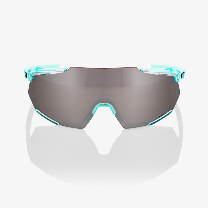 100% Racetrap 3.0 Polished Translucent Mint Sunglasses, Hiper Silver Mirror Lens