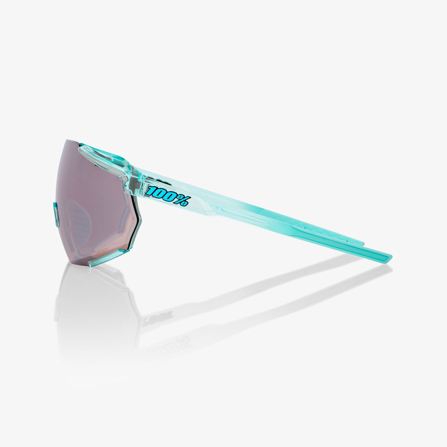 100% Racetrap 3.0 Polished Translucent Mint Sunglasses with HiPER Silver Mirror Lens providing UV protection and high optical clarity