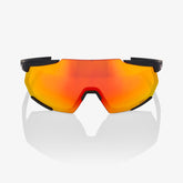 100% Racetrap 3.0 Soft Tact Black Sunglasses with HiPER Red Multilayer Mirror Lens offering UV protection and enhanced optical clarity