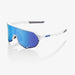100% S2 Matte White Cycling Sunglasses - Blue Multilayer Mirror Lens