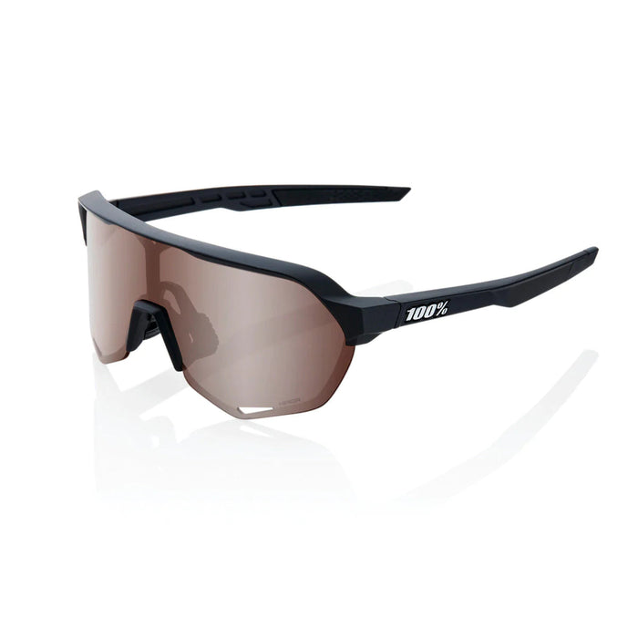 100% S2 Soft Tact Black Sunglasses, HiPER Crimson Silver Lens