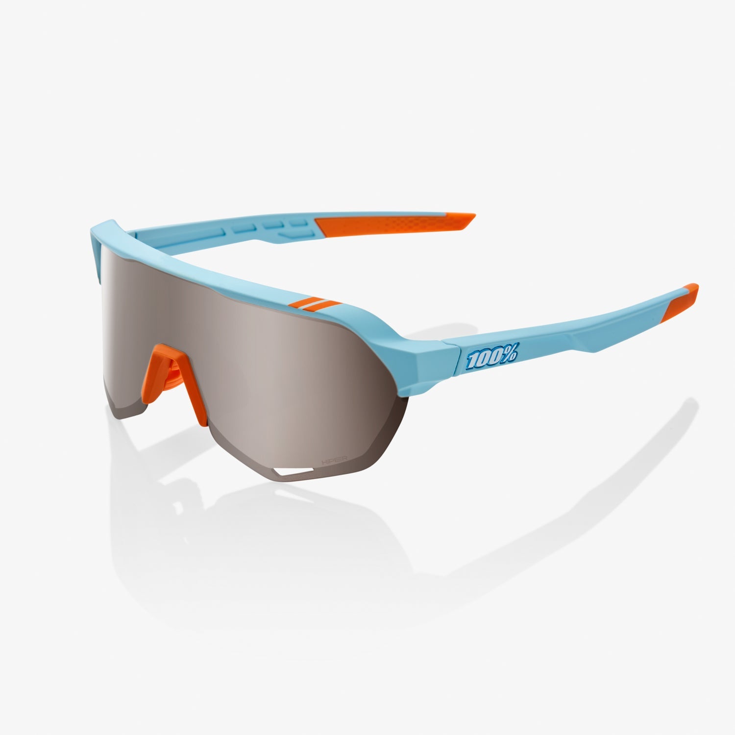 100% S2 Soft Tact Two Tone Sunglasses with Silver Mirror Lens offering UV protection and clear vision for cycling performance
