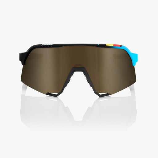 100% S3 BWR Black Cycling Sunglasses Belgian Waffle Limited Edition- Soft Gold Mirror+ Clear Lens