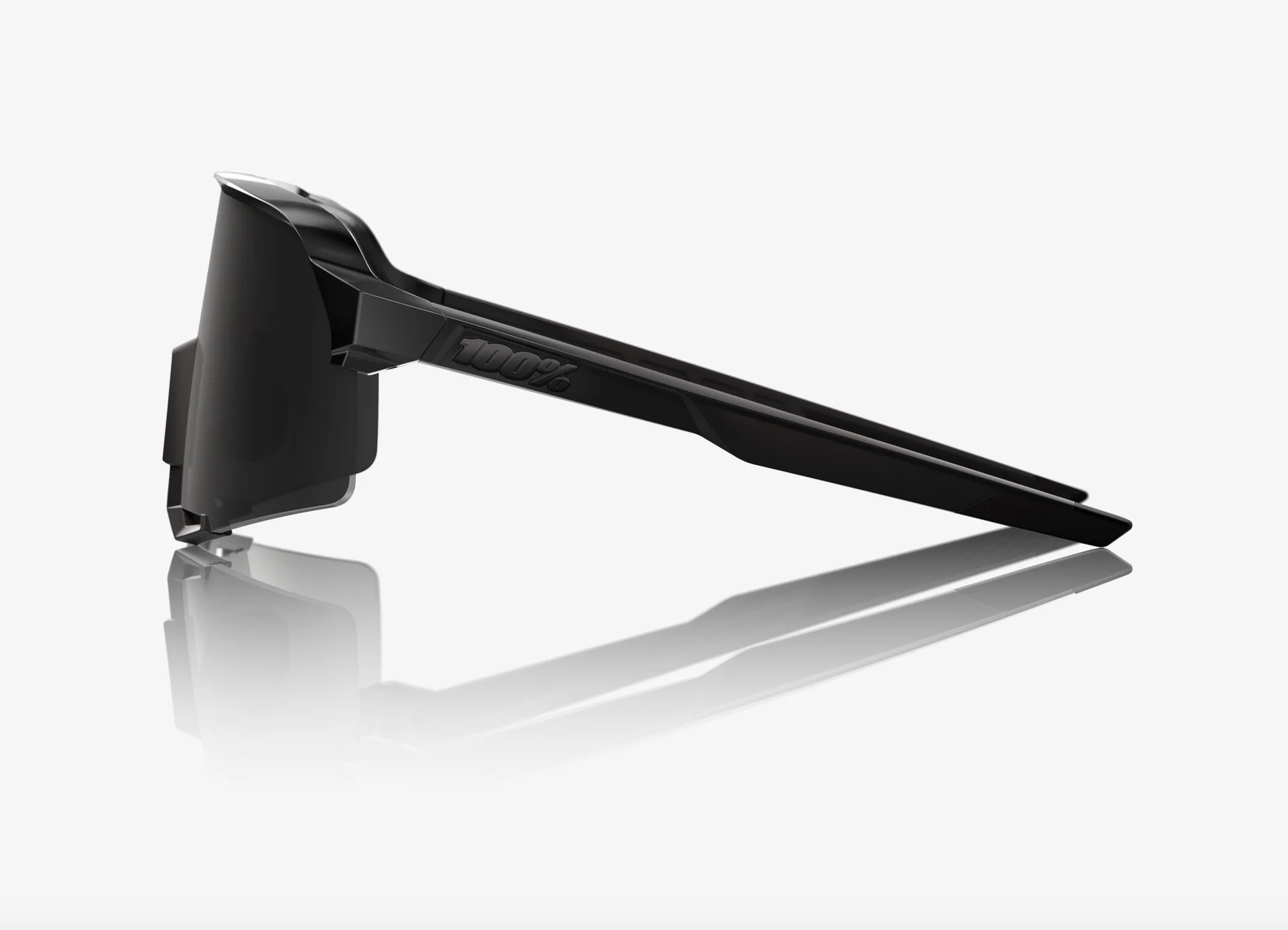 100% S3 matte and gloss black sunglasses with black mirror lens for cycling and outdoor sports