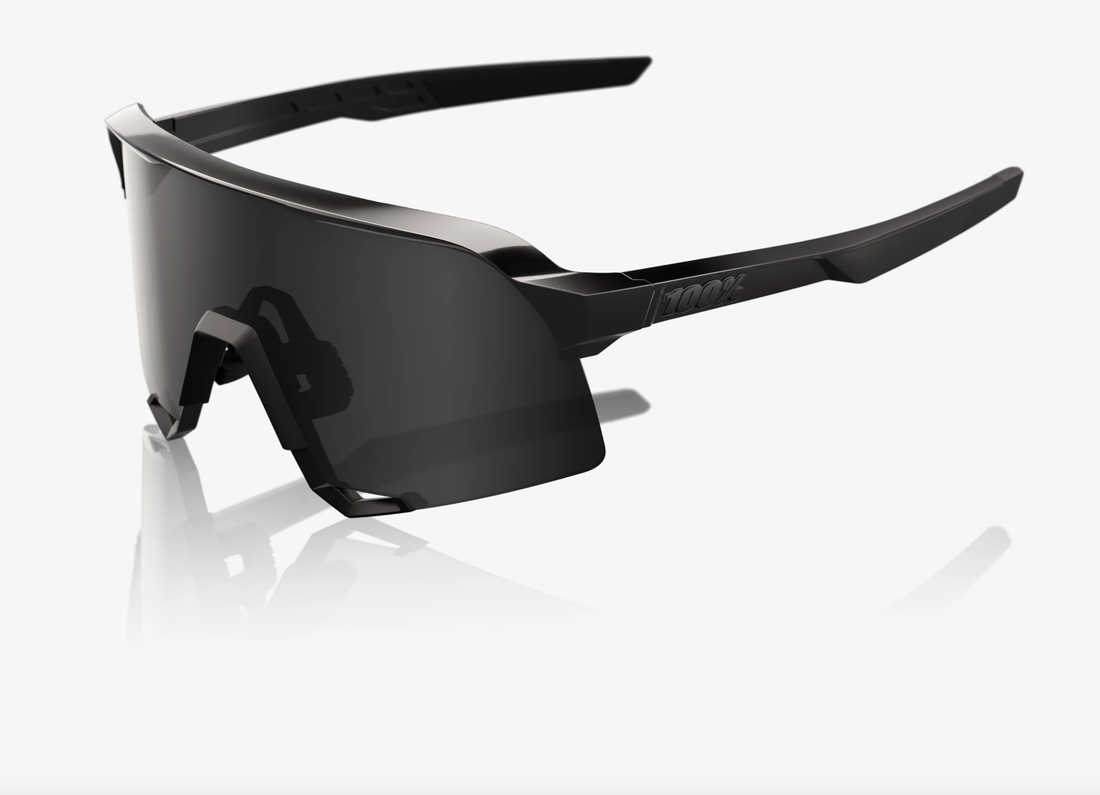100% S3 matte and gloss black sunglasses with black mirror lens for cycling and outdoor sports