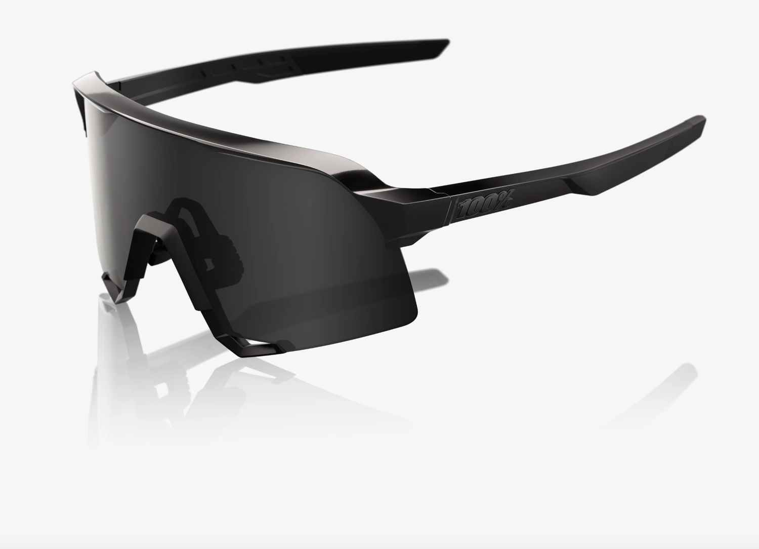 100% S3 matte and gloss black sunglasses with black mirror lens for cycling and outdoor sports