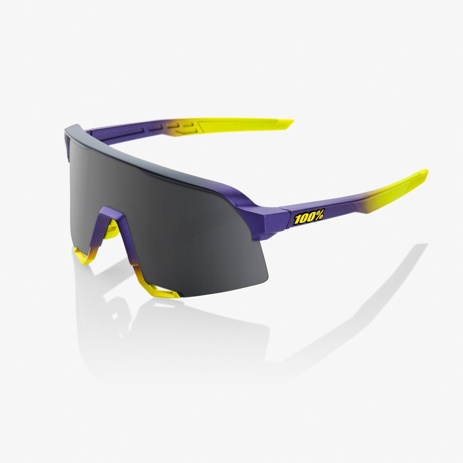 100% S3 Matte Metallic Digital Brights Sunglasses with Smoke Lens providing UV protection and clear vision for high-performance cycling