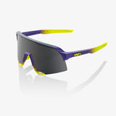 100% S3 Matte Metallic Digital Brights Sunglasses with Smoke Lens providing UV protection and clear vision for high-performance cycling