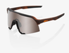 100% S3 Matte Translucent Brown Fade Cycling Sunglasses, Silver Mirror Lens