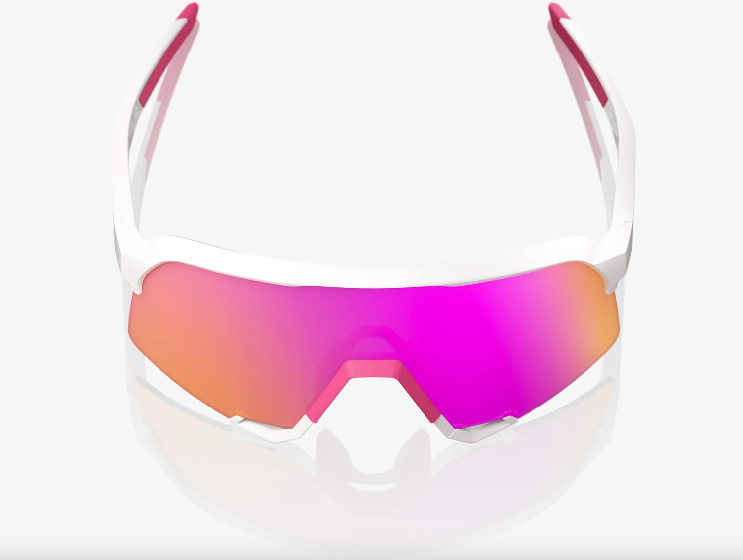 100% S3 matte white pink sunglasses with HiPER vital pink mirror lens for cycling and outdoor sports