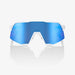 100% S3 Matte White Sunglasses, Blue Multilayer Mirror Lens