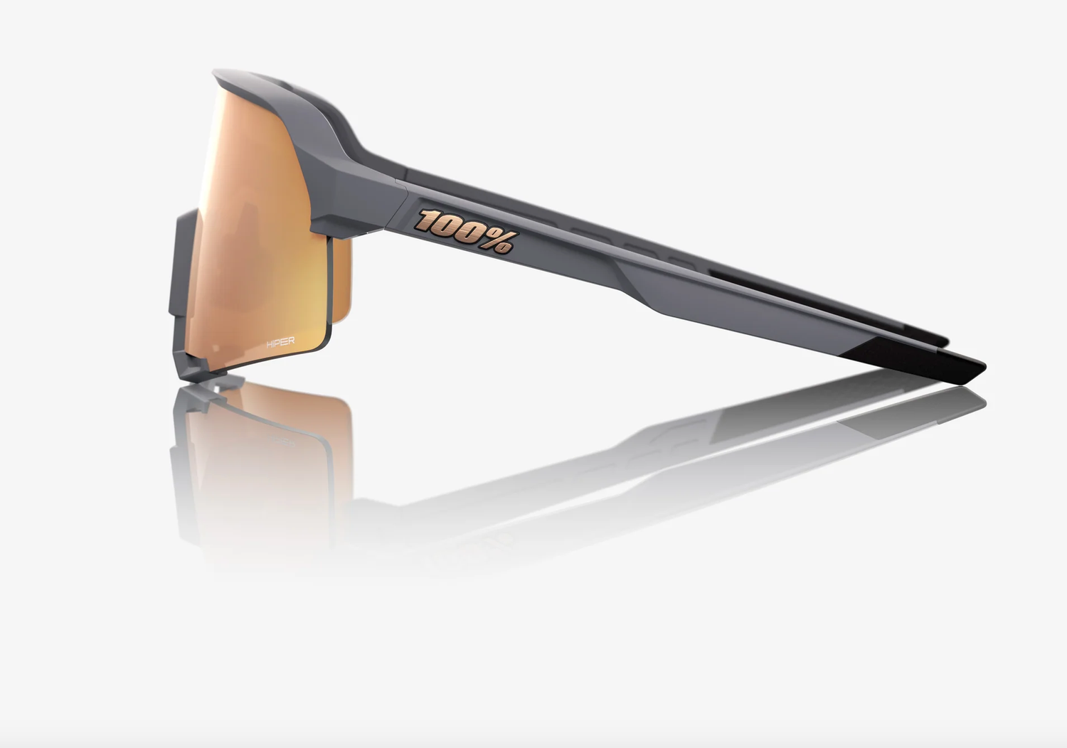 100% S3 soft tact grey sunglasses with HiPER copper mirror lens for professional cycling performance
