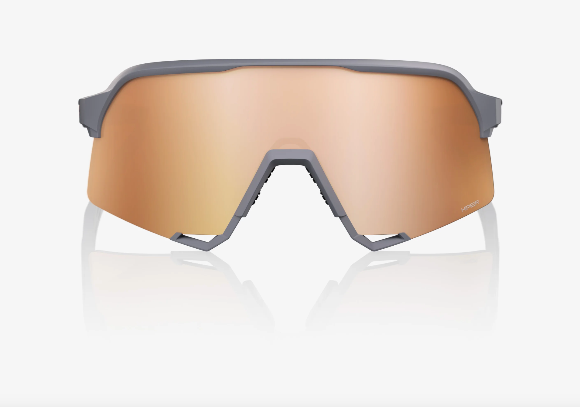 100% S3 soft tact grey sunglasses with HiPER copper mirror lens for professional cycling performance
