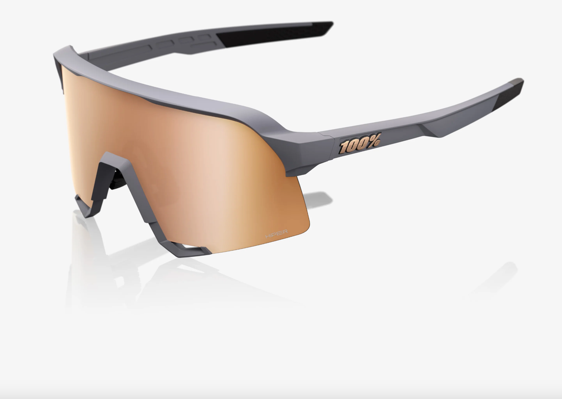 100% S3 soft tact grey sunglasses with HiPER copper mirror lens for professional cycling performance