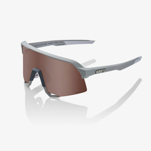 100% S3 Soft Tact Stone Grey Sunglasses, Hiper Crimson Silver Lens