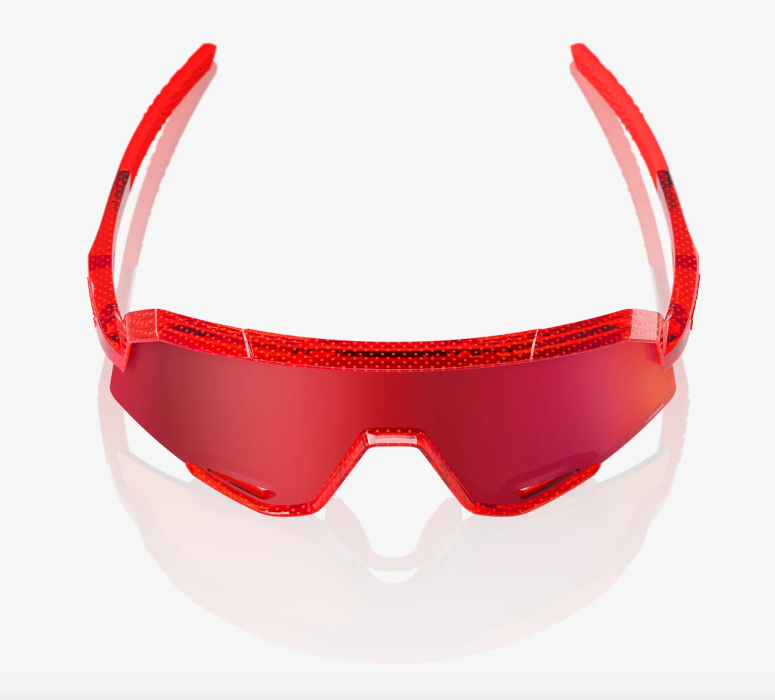 100% Slendale Campari translucent red sunglasses with HiPER fire red mirror lens for cycling performance