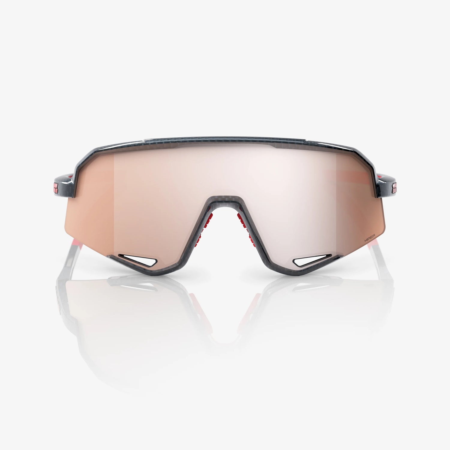 100% Slendale Gloss Carbon Fiber sunglasses with HiPER Crimson Silver Mirror lens for cycling