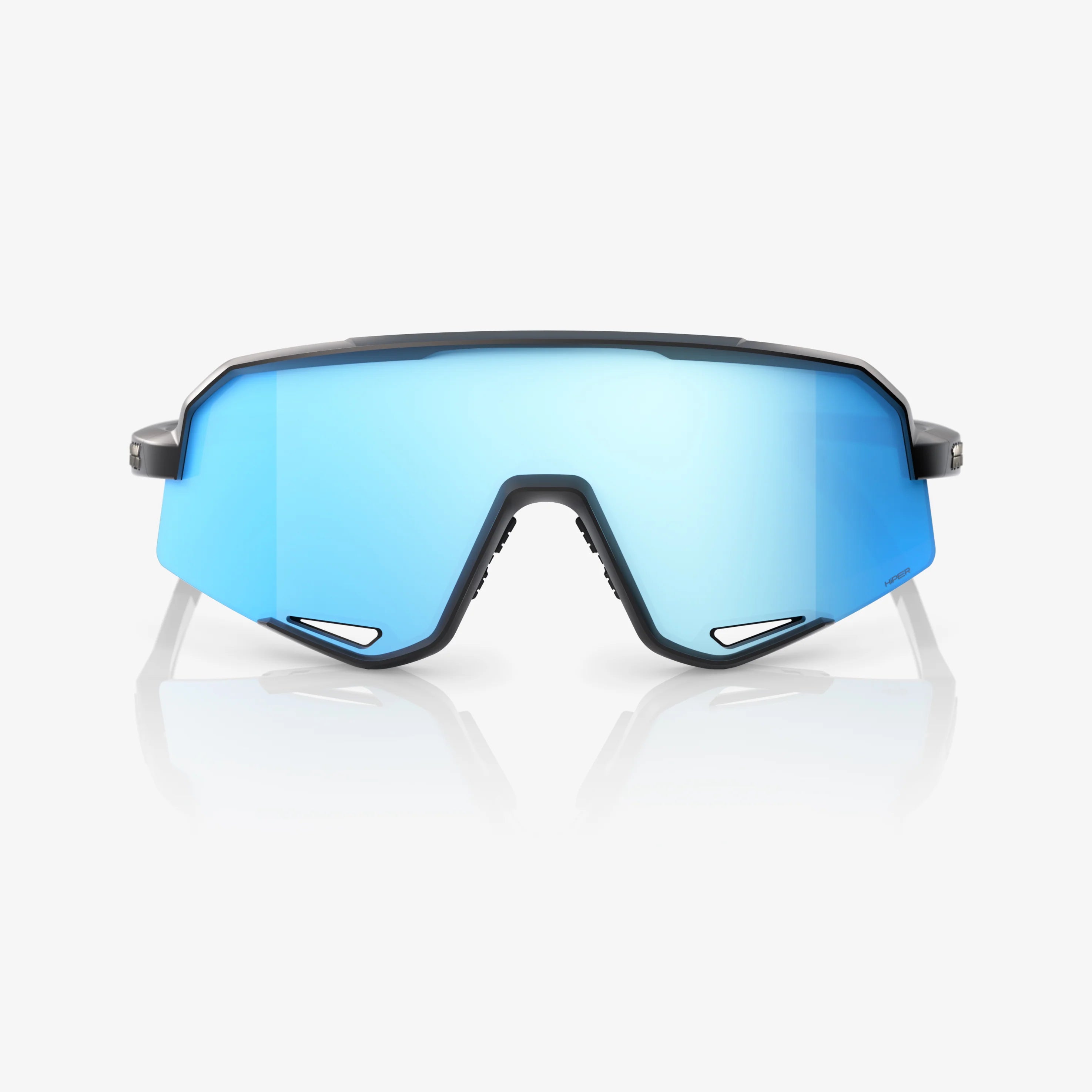 100% Slendale Matte Black sunglasses with HiPER Blue Multilayer Mirror lens for cycling