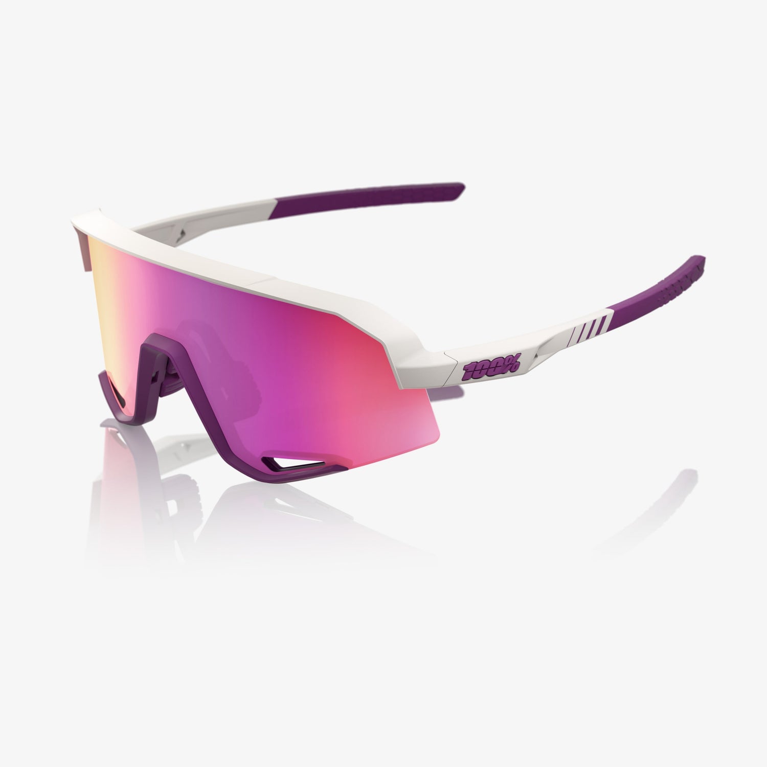 100% Slendale Matte Chalk cycling sunglasses with Purple Mirror Lens – UV400 protective performance eyewear for cyclists