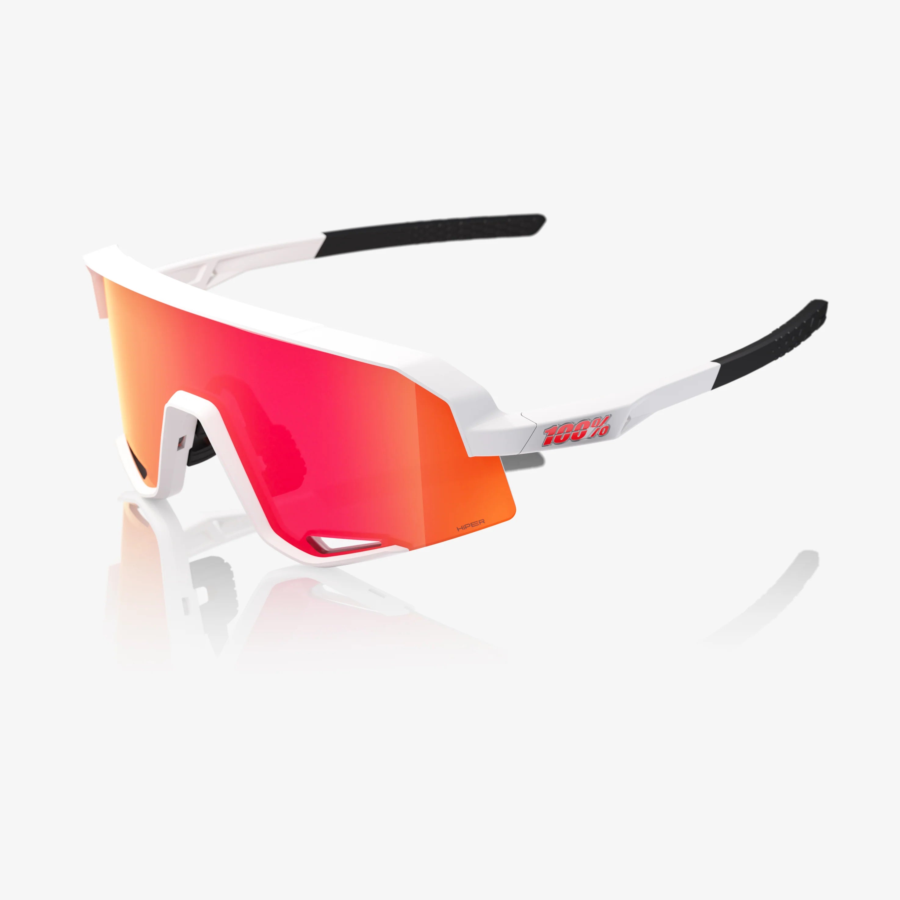 100% Slendale Matte White Sunglasses HiPER Red Multilayer Mirror Lens cycling eyewear