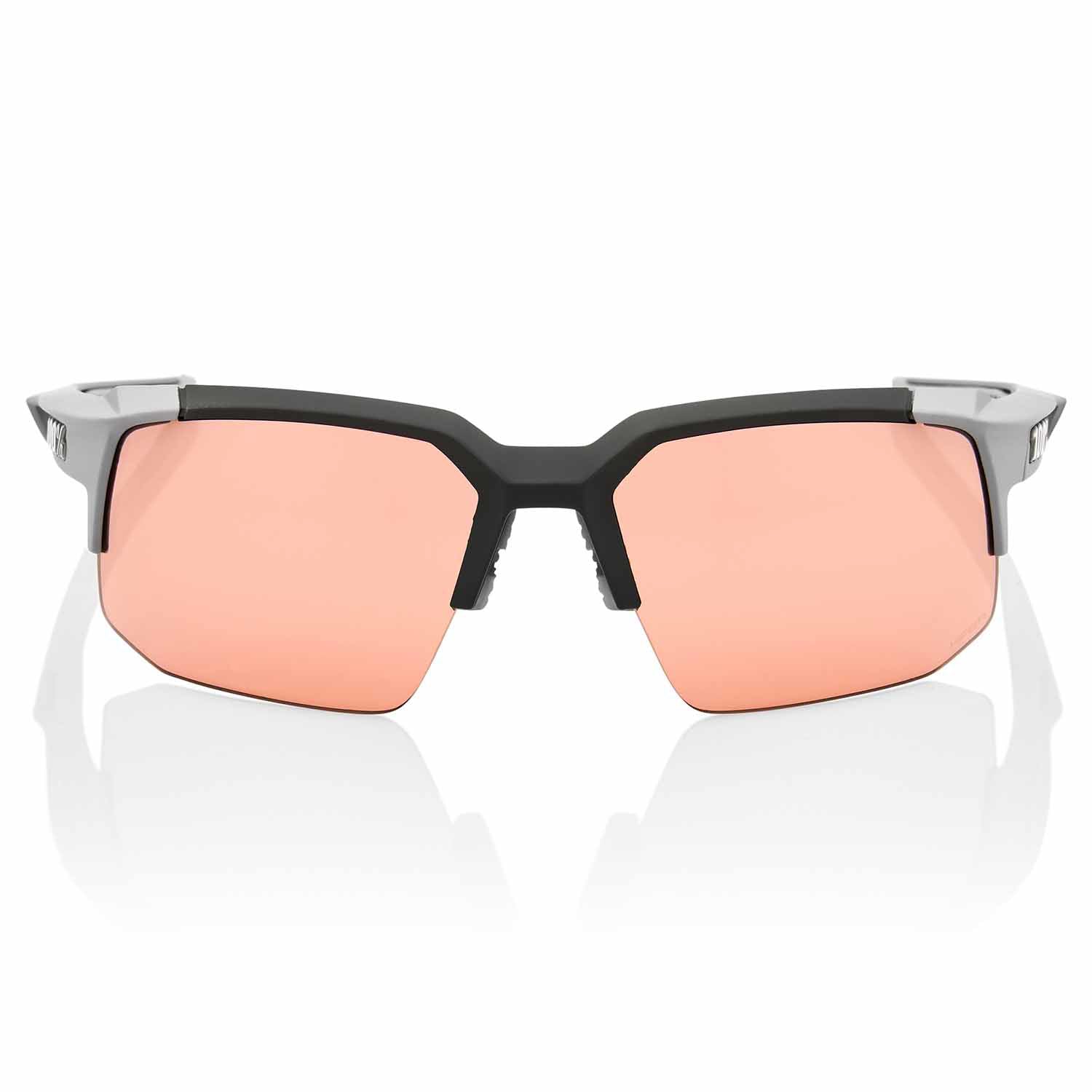 100% Speedcoupe Soft Tact Stone Grey HiPER Coral Lens cycling sunglasses
