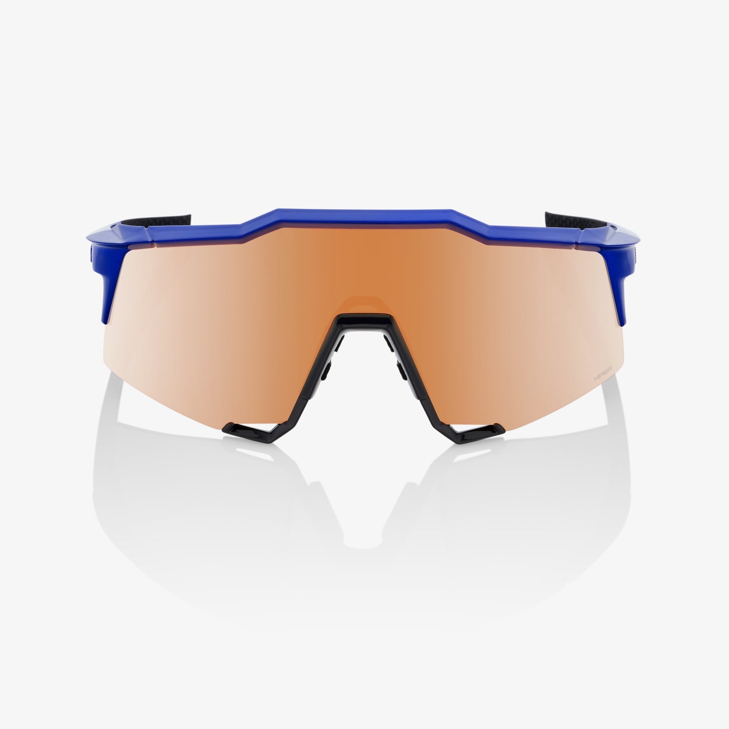 100% Speedcraft Gloss Cobalt Blue Sunglasses with Copper Mirror Lens providing UV protection contrast and clear vision for cycling performance