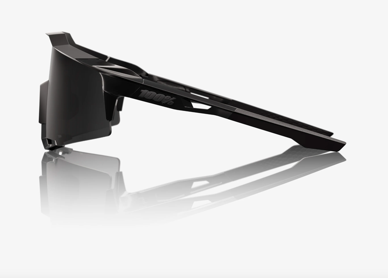 100% Speedcraft matte black gloss black sunglasses with black mirror lens for cycling and outdoor performance