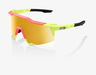 100% Speedcraft Matte Washed Out Neon Yellow Sunglasses, Flash Gold Mirror Lens