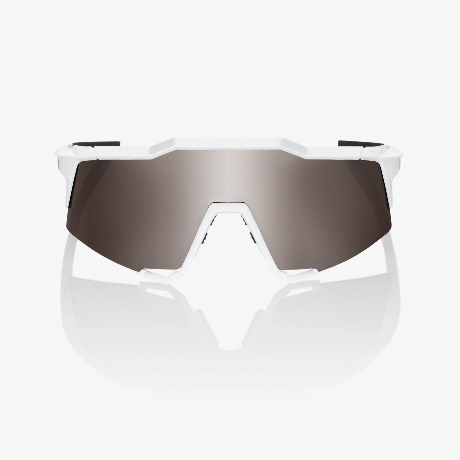 100% Speedcraft Matte White Cycling Sunglasses HiPER Silver Mirror Lens performance eyewear