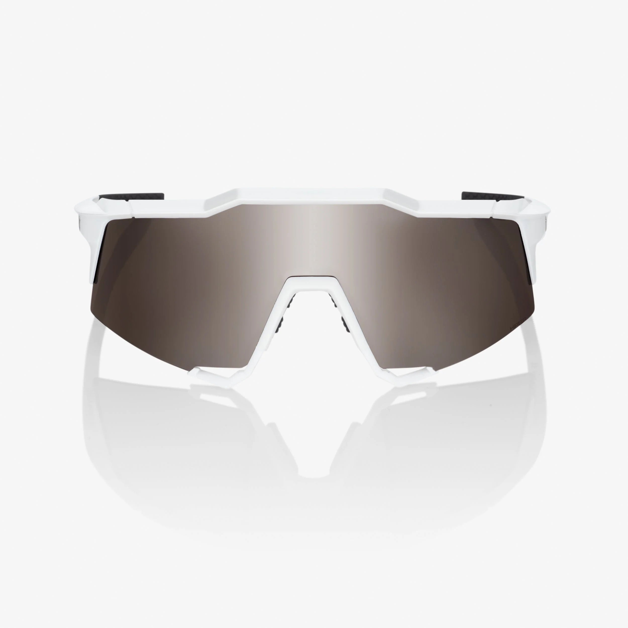 100% Speedcraft Matte White Cycling Sunglasses HiPER Silver Mirror Lens performance eyewear