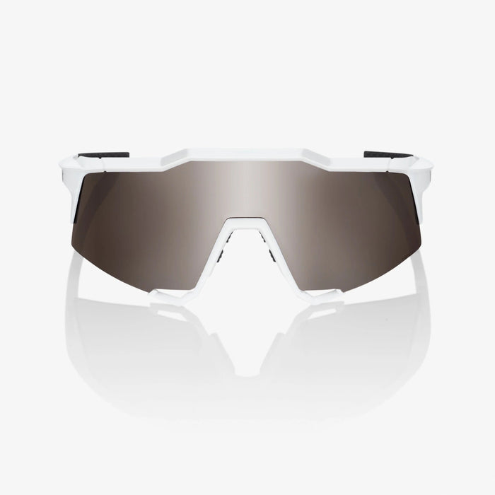 100% Speedcraft Matte White Cycling Sunglasses, Hiper Silver Mirror