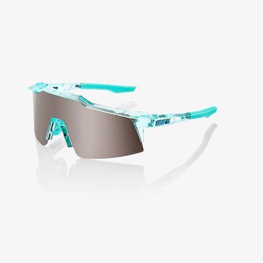 100% Speedcraft Polished Translucent Mint Sunglasses, HiPER Silver Lens