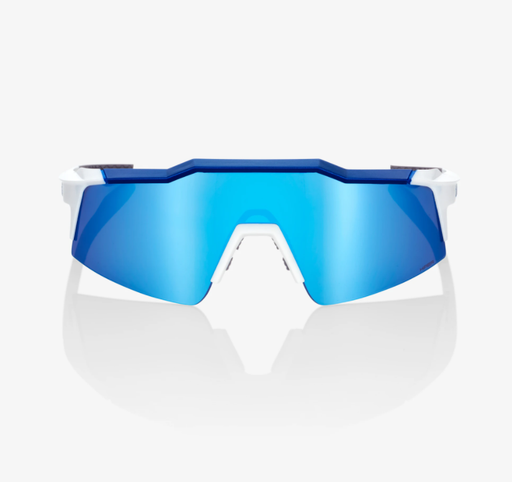 100% Speedcraft SL Matte White/Metallic Blue Sunglasses - HiPER Blue Multilayer