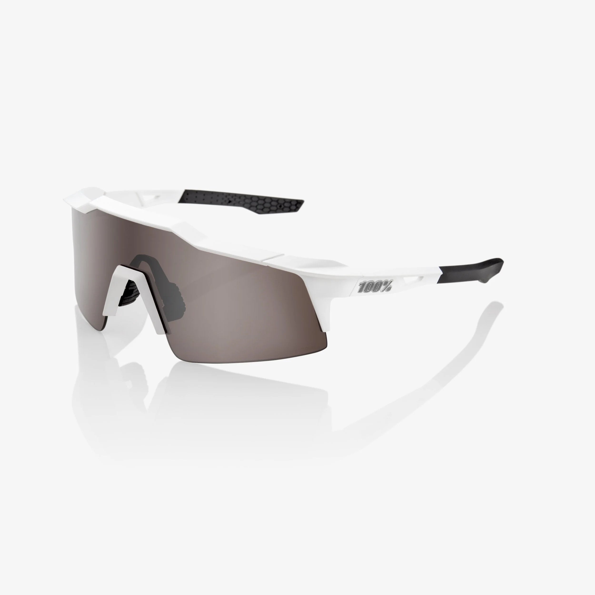 100% Speedcraft SL Matte White Sunglasses HiPER Silver Lens lightweight performance cycling eyewear