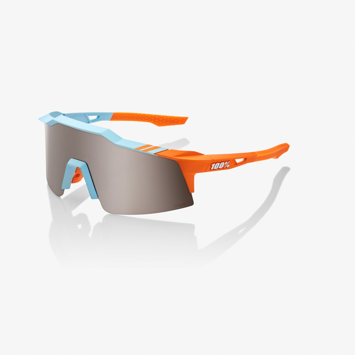 100% Speedcraft SL Soft Tact Two Tone Sunglasses with Silver Mirror Lens offering UV protection and lightweight racing performance