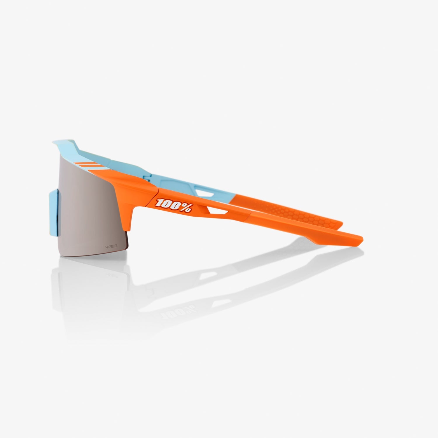 100% Speedcraft SL Soft Tact Two Tone Sunglasses with Silver Mirror Lens offering UV protection and lightweight racing performance