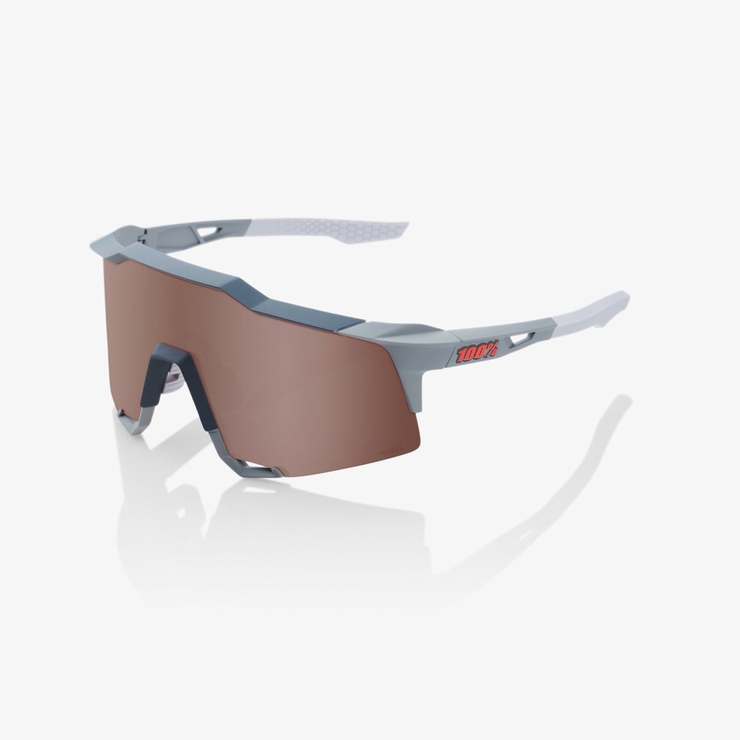 100% Speedcraft Soft Tact Stone Grey Sunglasses with HiPER Crimson Silver Mirror Lens providing contrast clarity and UV protection