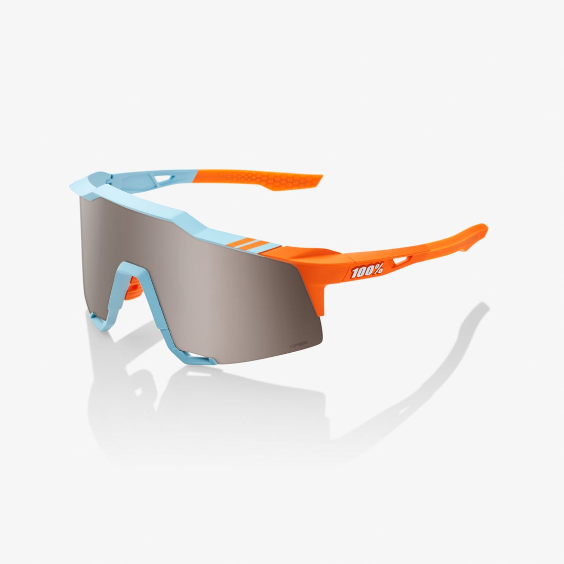 100% Speedcraft Soft Tact Two Tone Sunglasses with Silver Mirror Lens providing UV protection and sharp vision for cycling performance