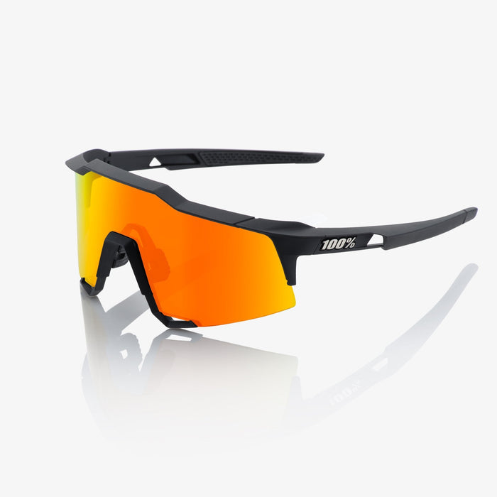 100% Speedcraft Sunglasses - Soft Tack Black - Hyper Red Multilayer Mirror Lens