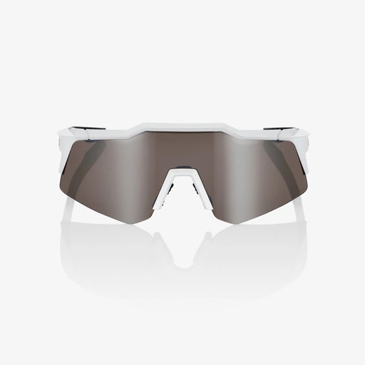 100% Speedcraft XS Matte White Sunglasses, HiPER Silver Mirror