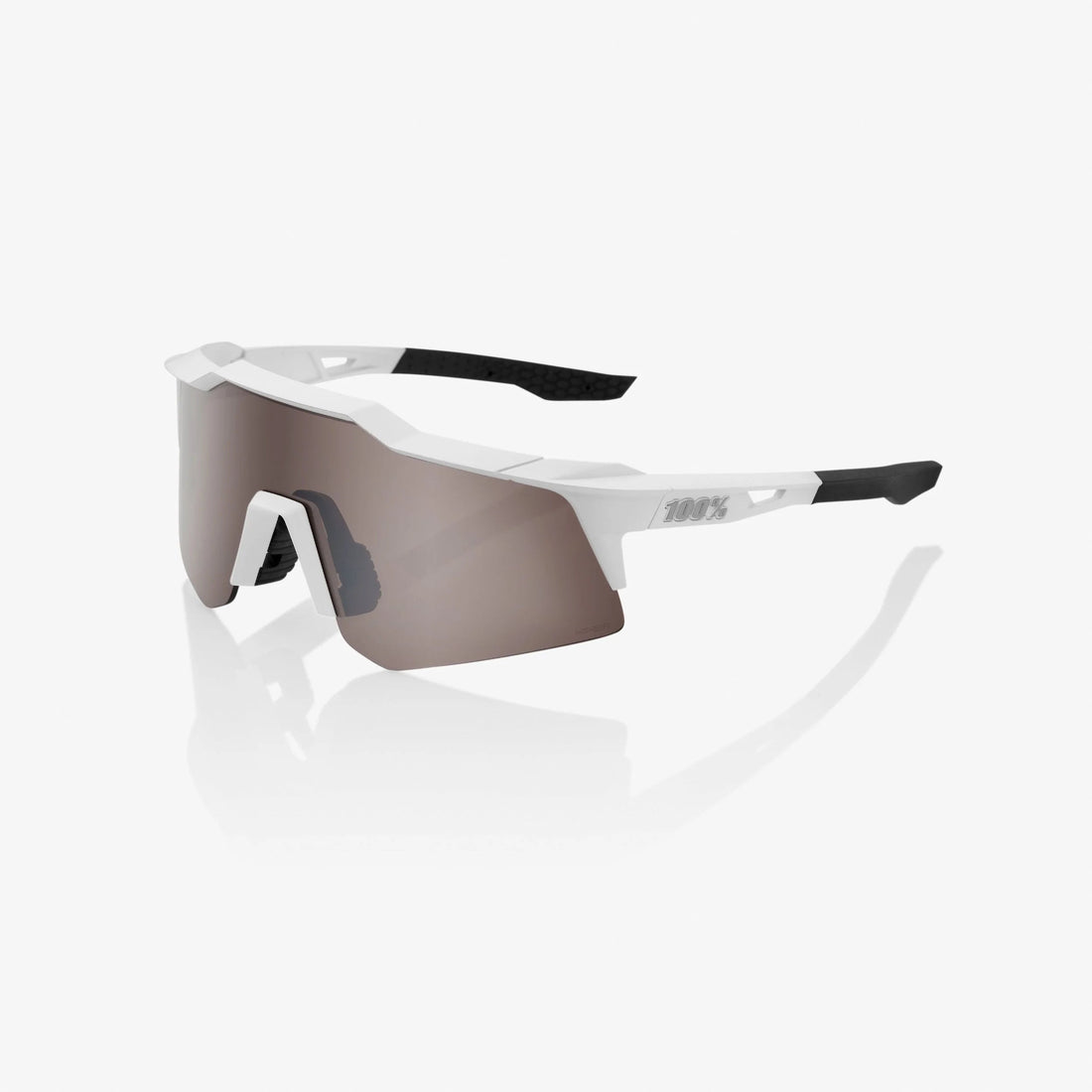 100% Speedcraft XS Matte White Sunglasses HiPER Silver Mirror Lens cycling eyewear