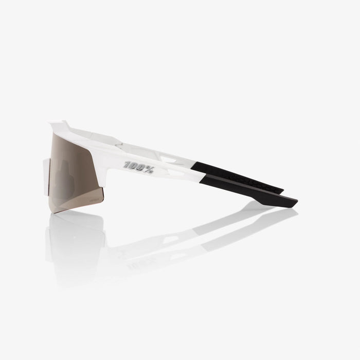 100% Speedcraft XS Matte White Sunglasses, HiPER Silver Mirror