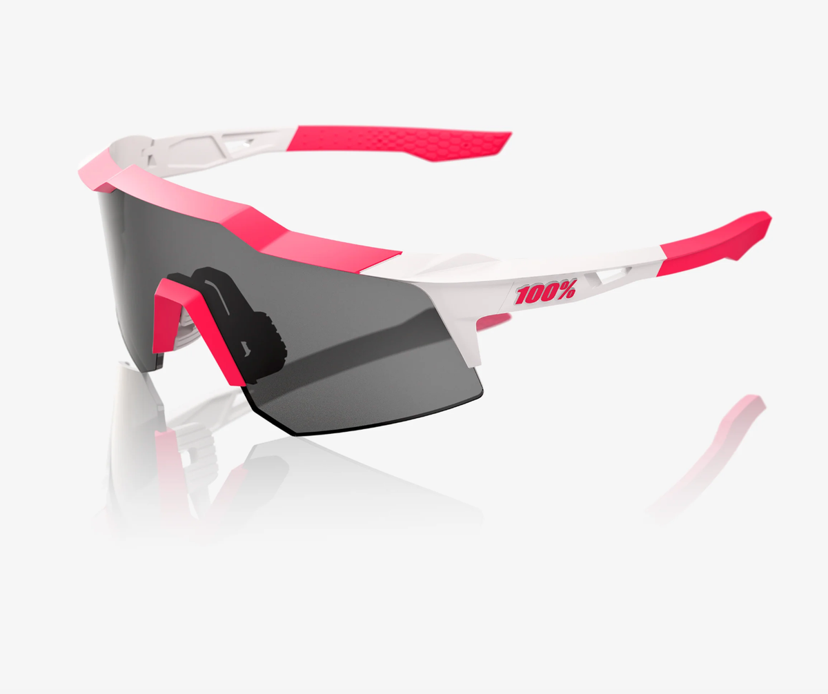 Shop 100% Speedcraft XS Puddy Pink White Sunglasses | Smoke Lens ...