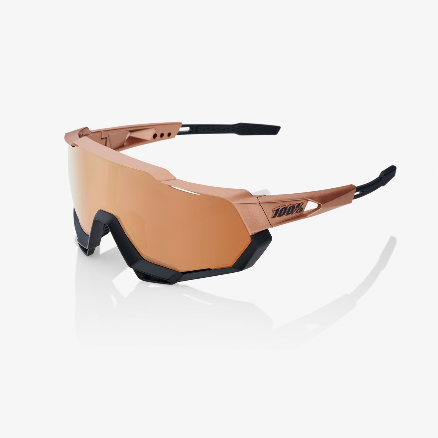 100% Speedtrap Matte Copper Chromium Black Sunglasses with HiPER Copper Mirror Lens providing UV protection and high-clarity performance