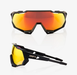 100% Speedtrap Soft Tact Black Sunglasses - HiPER Red Multilayer Mirror