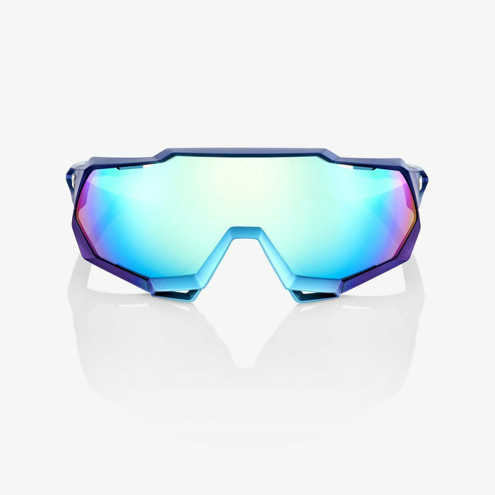 100% Speedtrap Sunglasses Matte Metallic-Blue Topaz Multilayer Mirror Lens